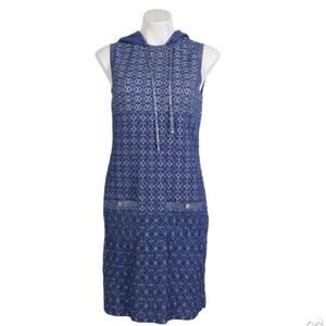 Chanel Dubai Collection Blue Silk Sleeveless Hooded Knit Dress Size 40 - US 8